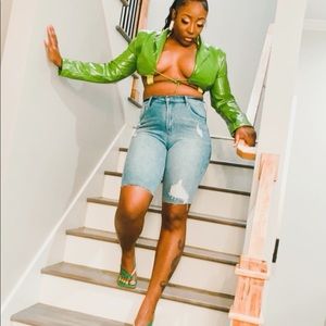 Lime green cropped blazer